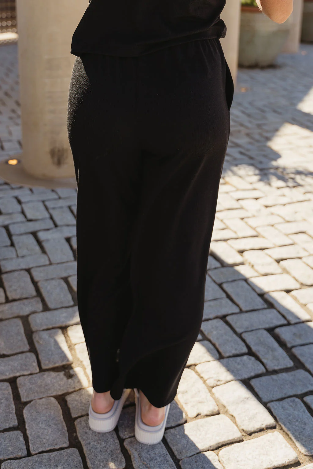 Myra Black Ribbed Wide Leg Pants - Image 4