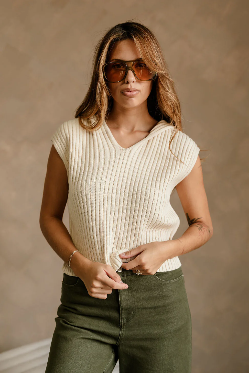 Myra Cream Knit Hoodie Vest - Image 5