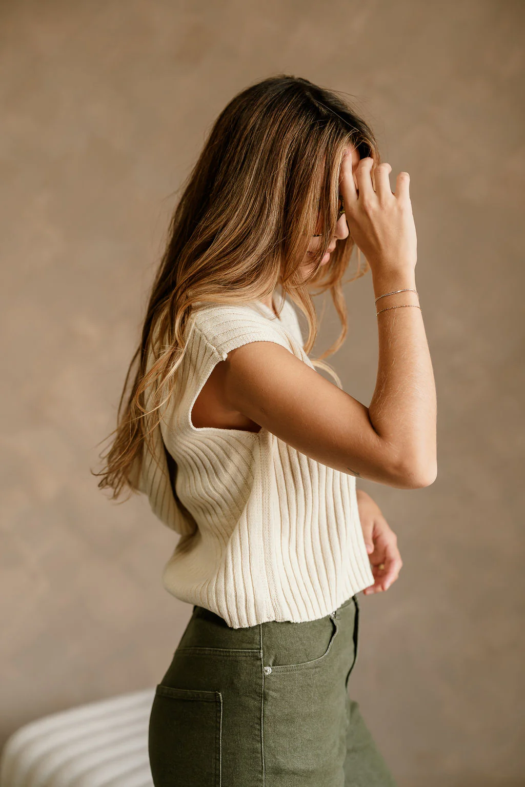 Myra Cream Knit Hoodie Vest - Image 6
