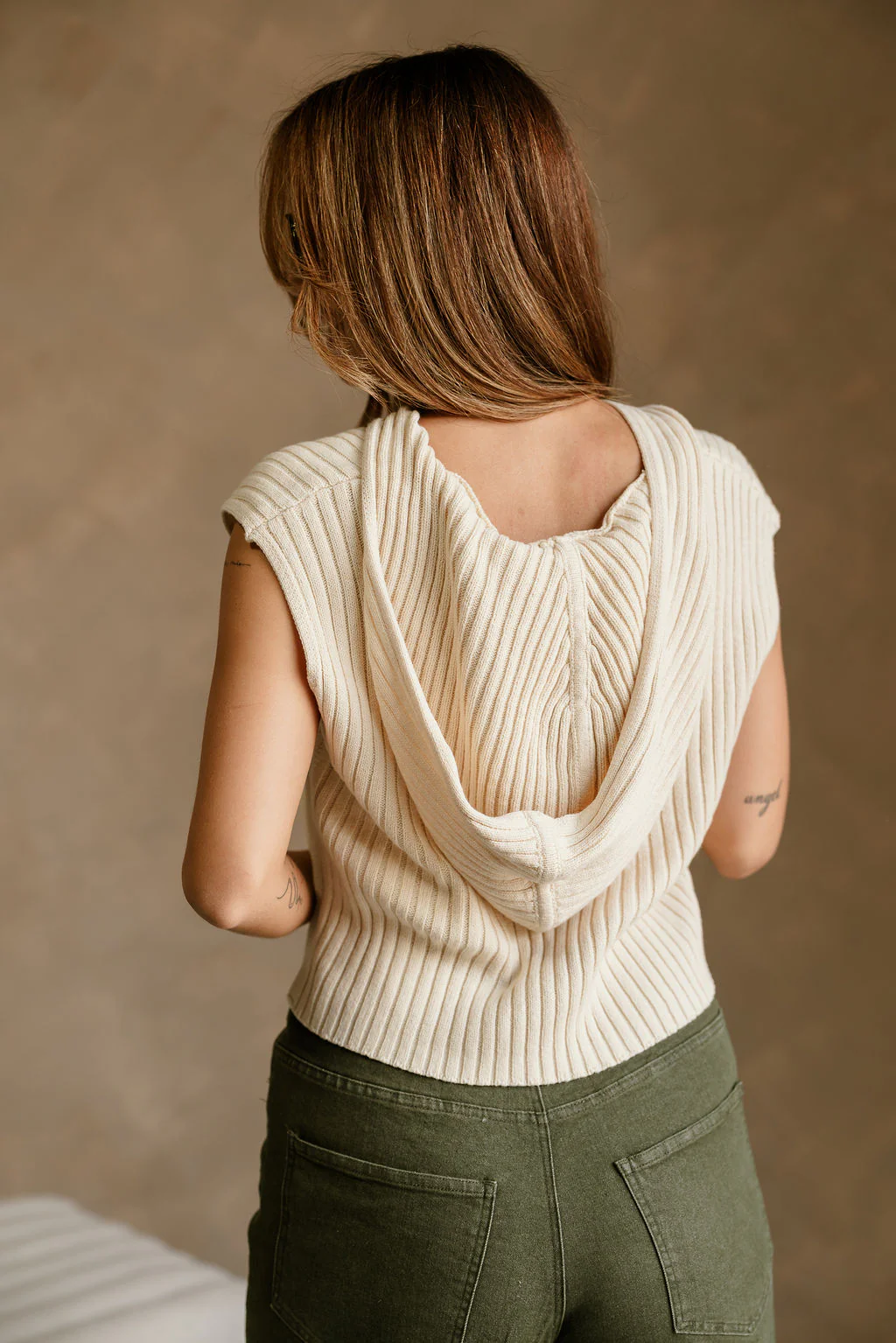Myra Cream Knit Hoodie Vest - Image 7