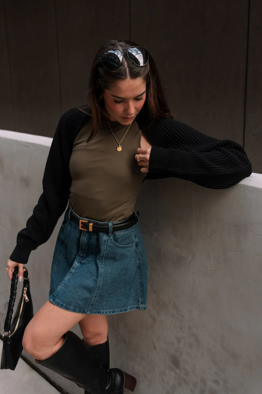 Myra Cropped Long Sleeve Knit Shrug - Image 8