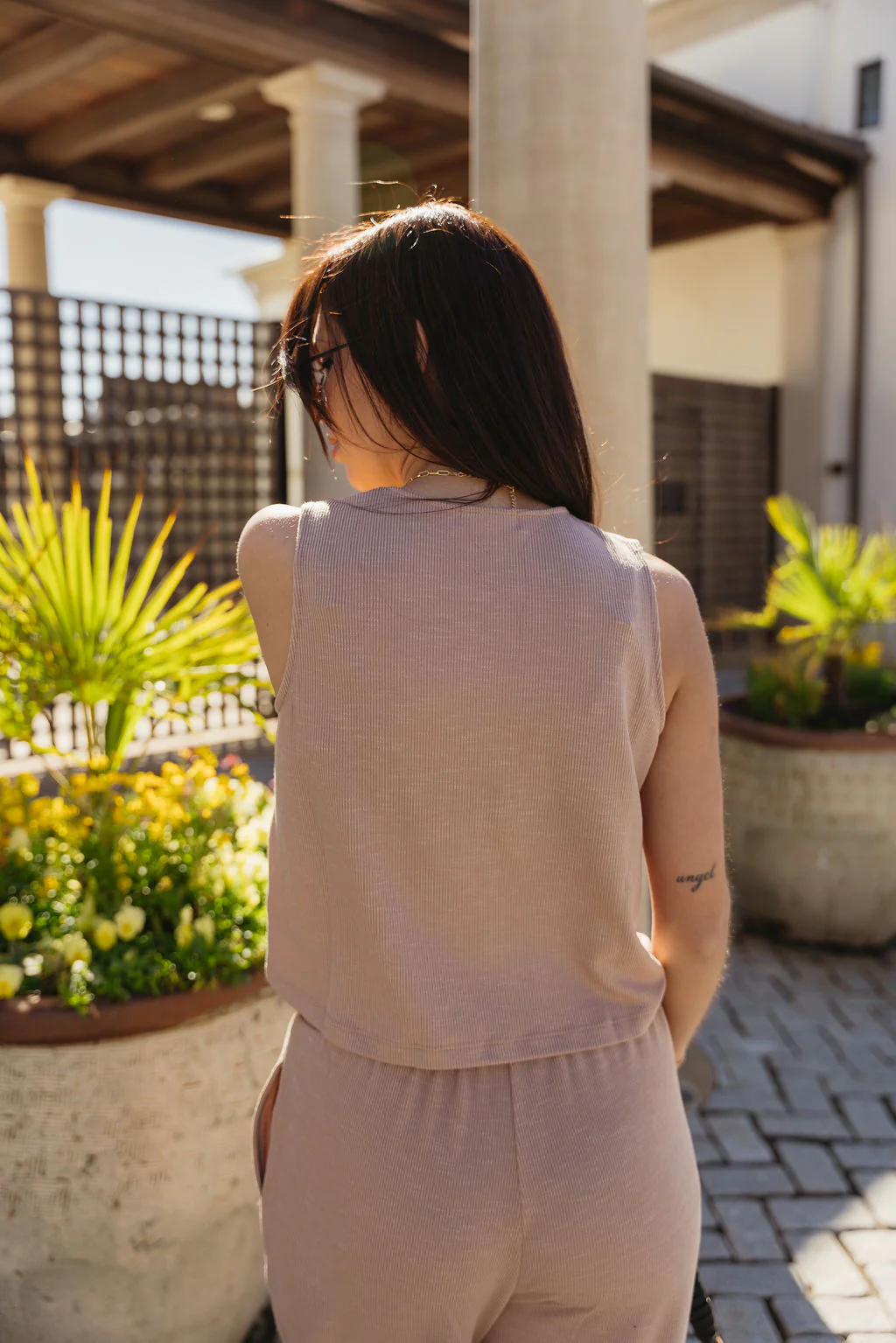 Myra Dark Taupe Ribbed Tank - Image 3