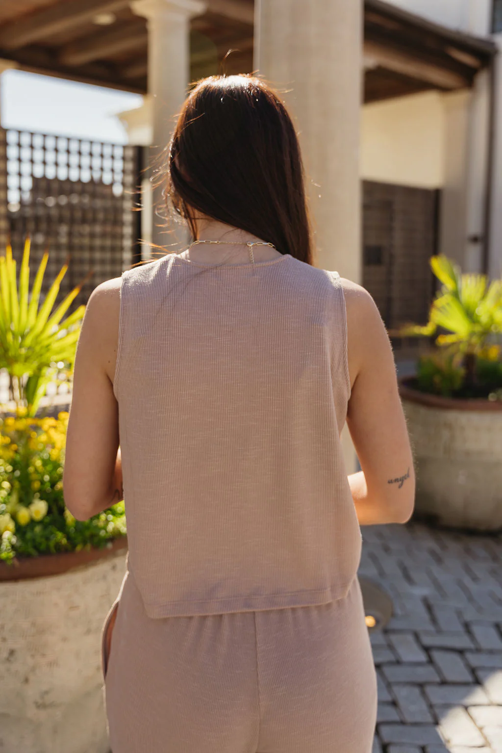 Myra Dark Taupe Ribbed Tank - Image 6