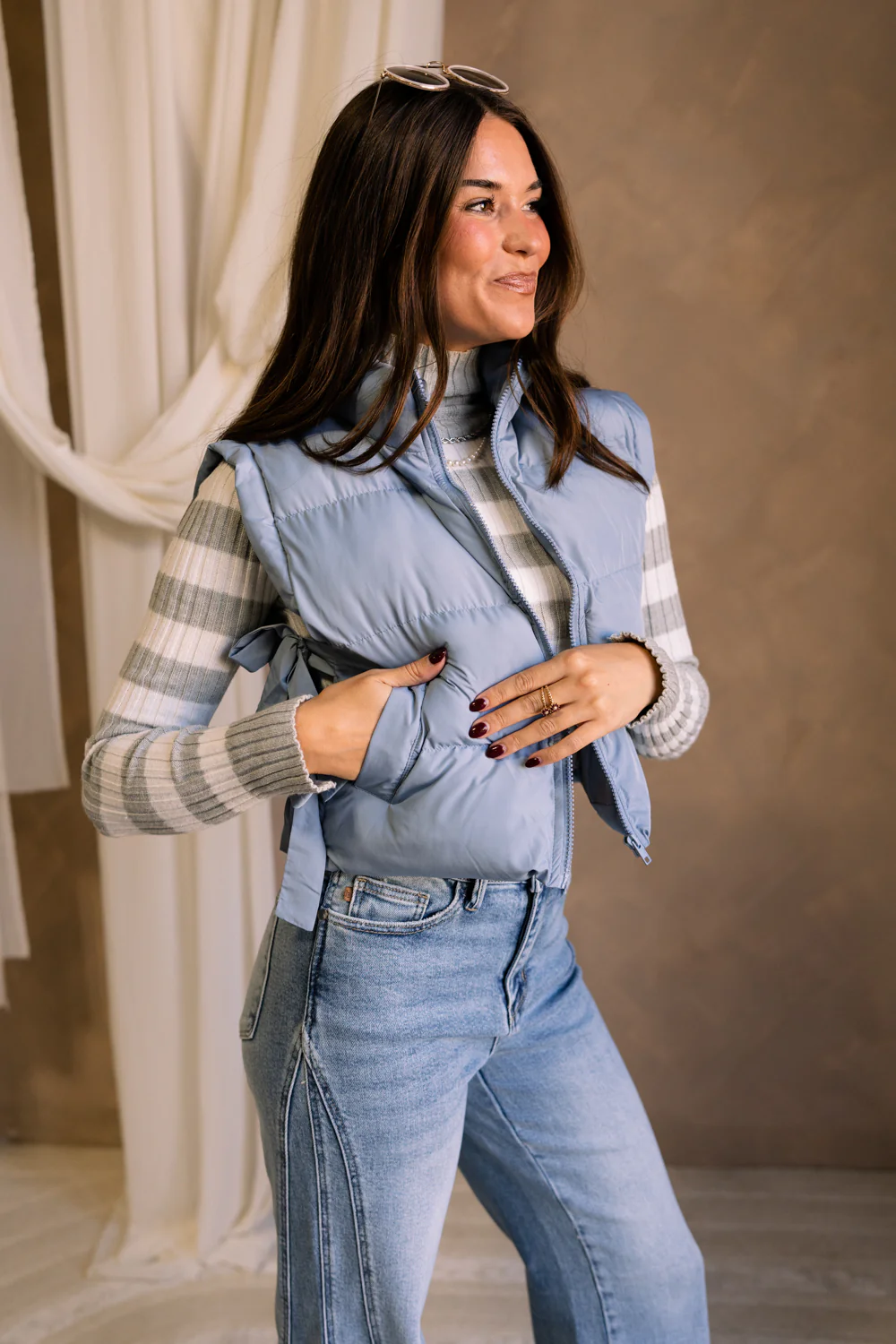 Nadia Baby Blue Puffer Vest - Image 2