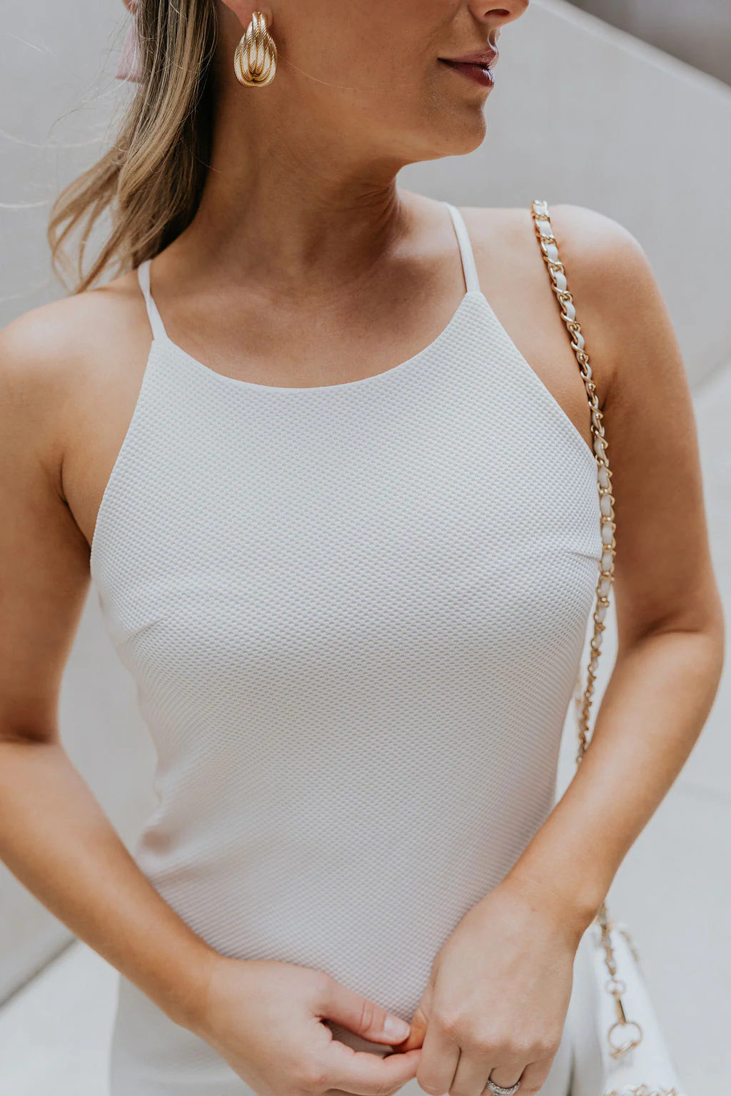 Nadia Off White Halter Neckline Mini Dress - Image 2