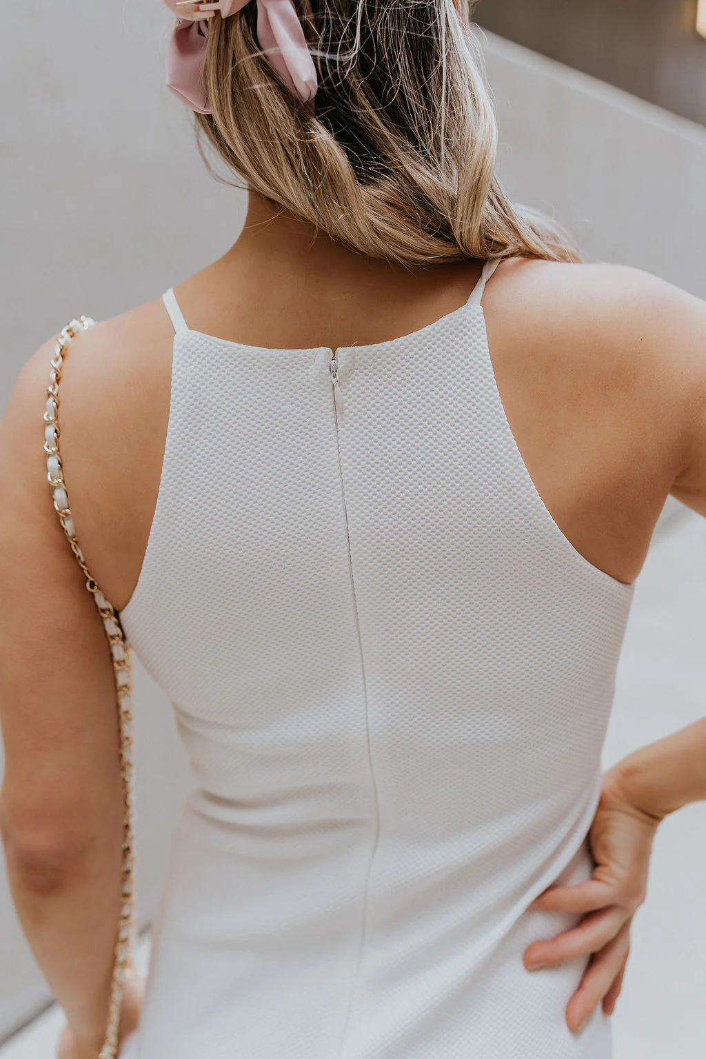 Nadia Off White Halter Neckline Mini Dress - Image 7