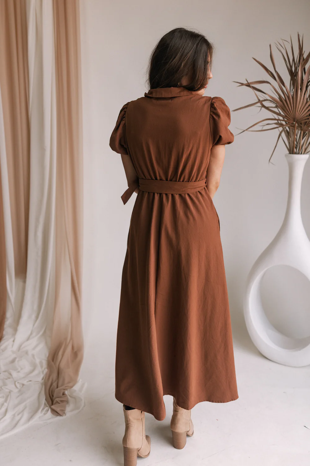 Nancy Brown Belted Midi Dress - Image 5