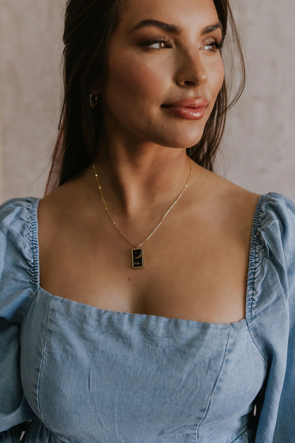 Naomi Black & Gold Crescent Necklace