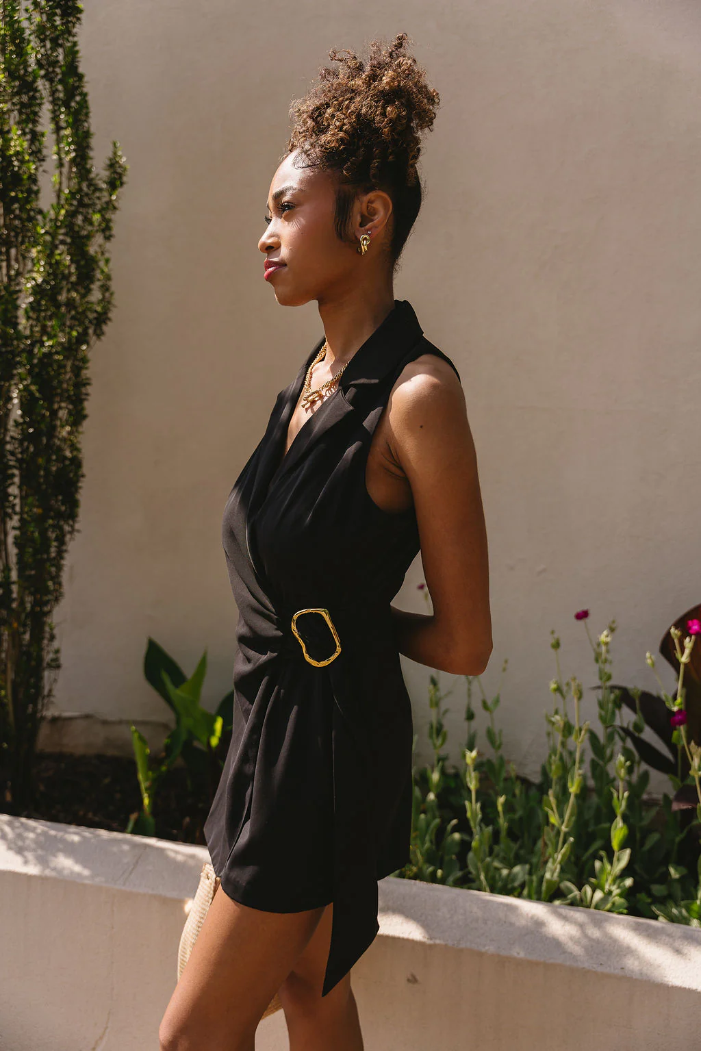 Naomi Black Halter Neckline Romper - Image 3