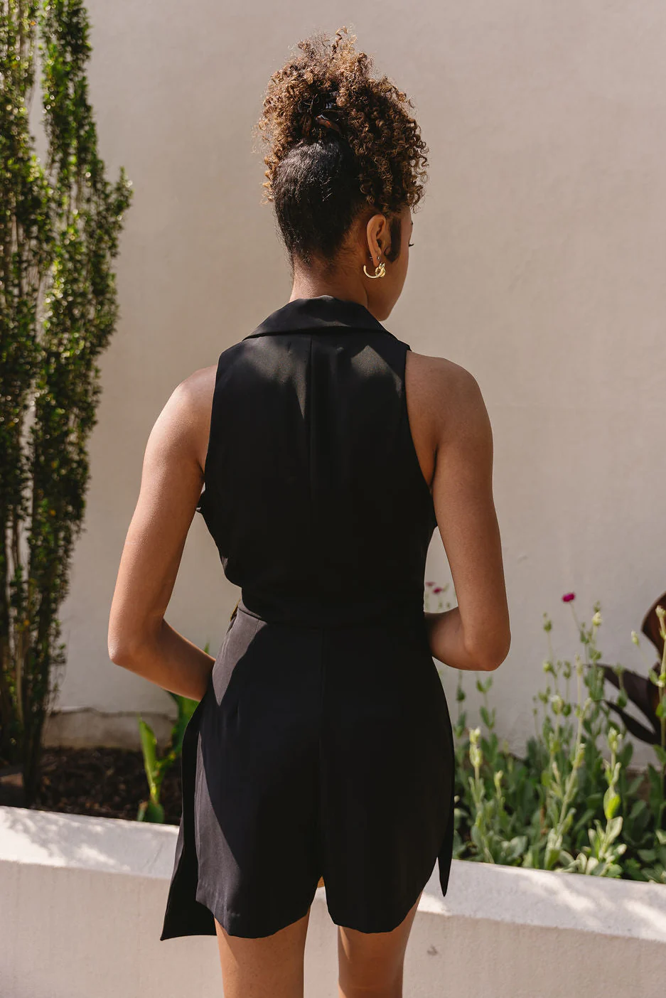 Naomi Black Halter Neckline Romper - Image 4