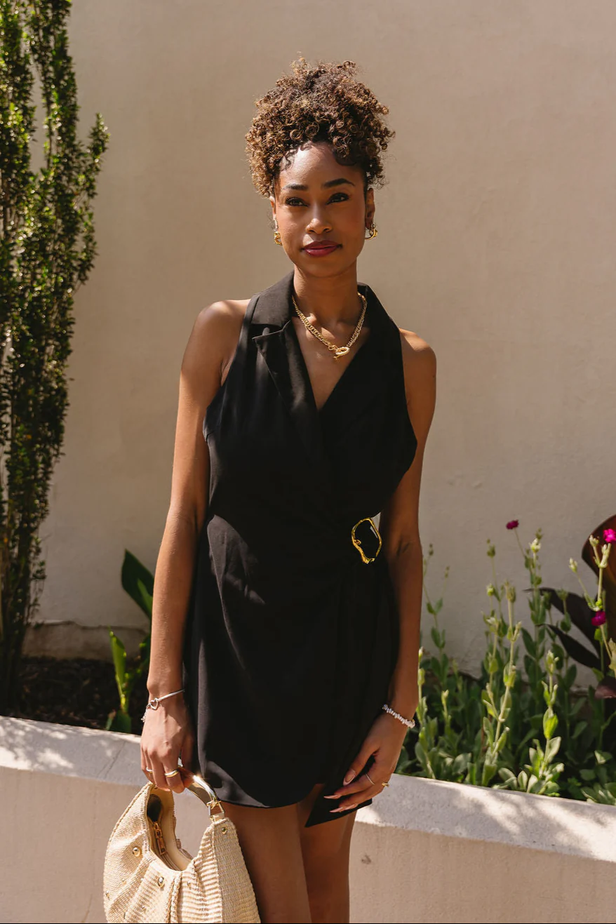 Naomi Black Halter Neckline Romper - Image 5