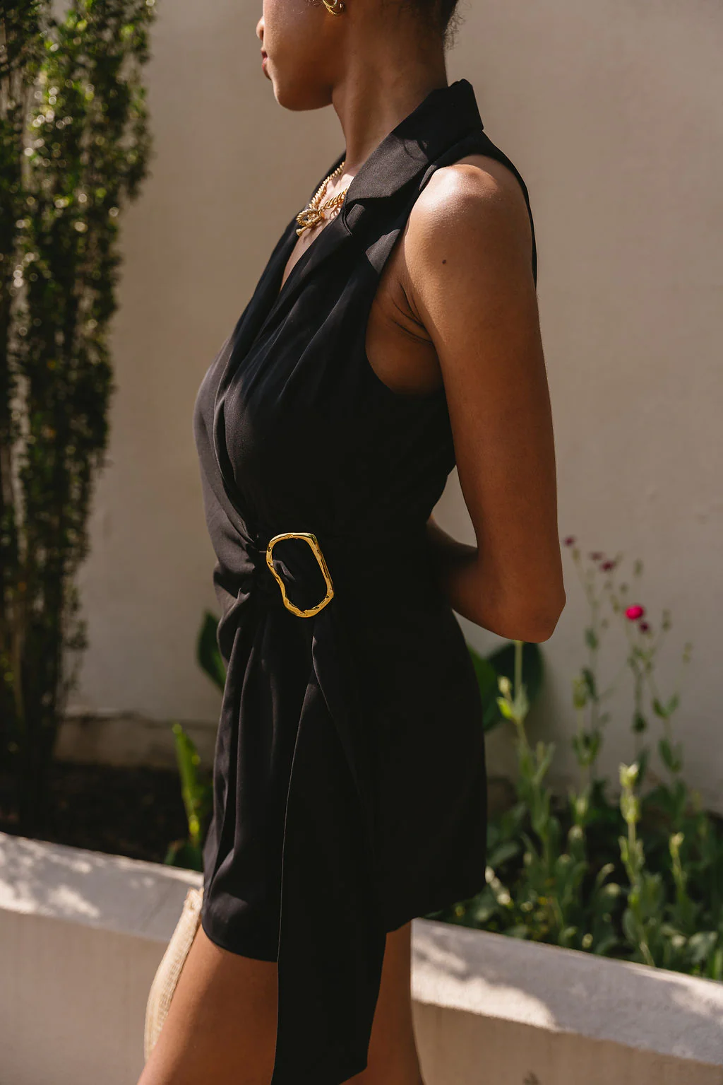 Naomi Black Halter Neckline Romper - Image 6