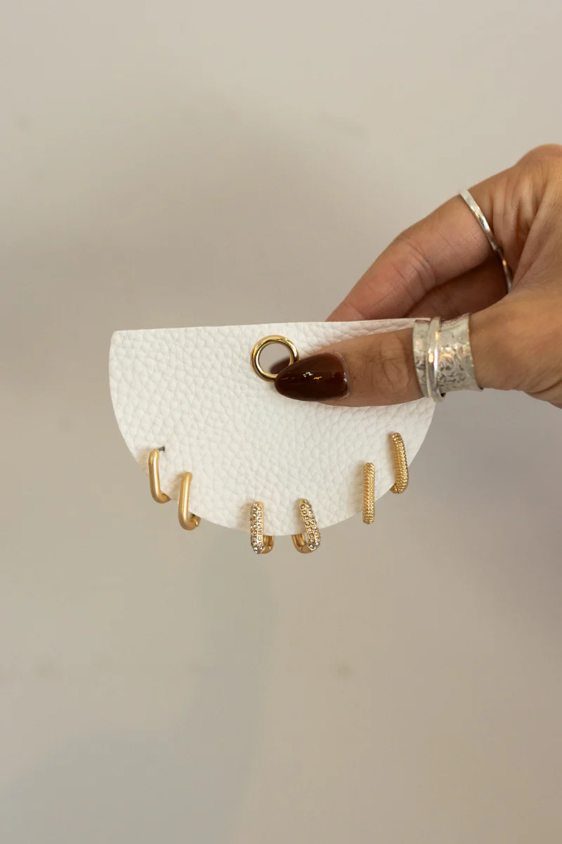 Naomi Brushed Gold Mini Hoops Earring Set