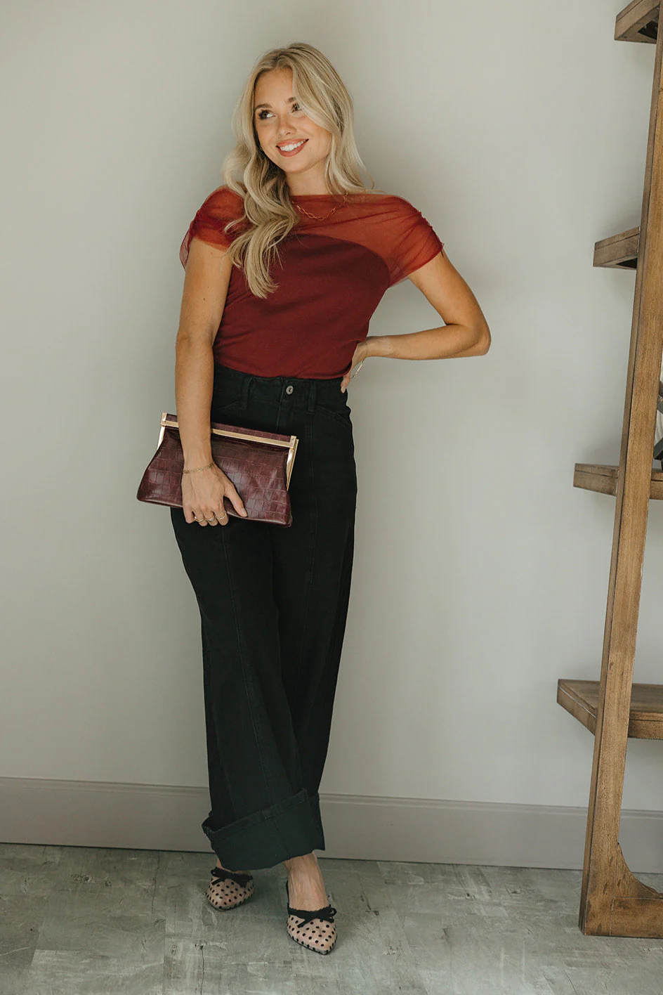 Naomi Burgundy Off-The-Shoulder Top - Image 3