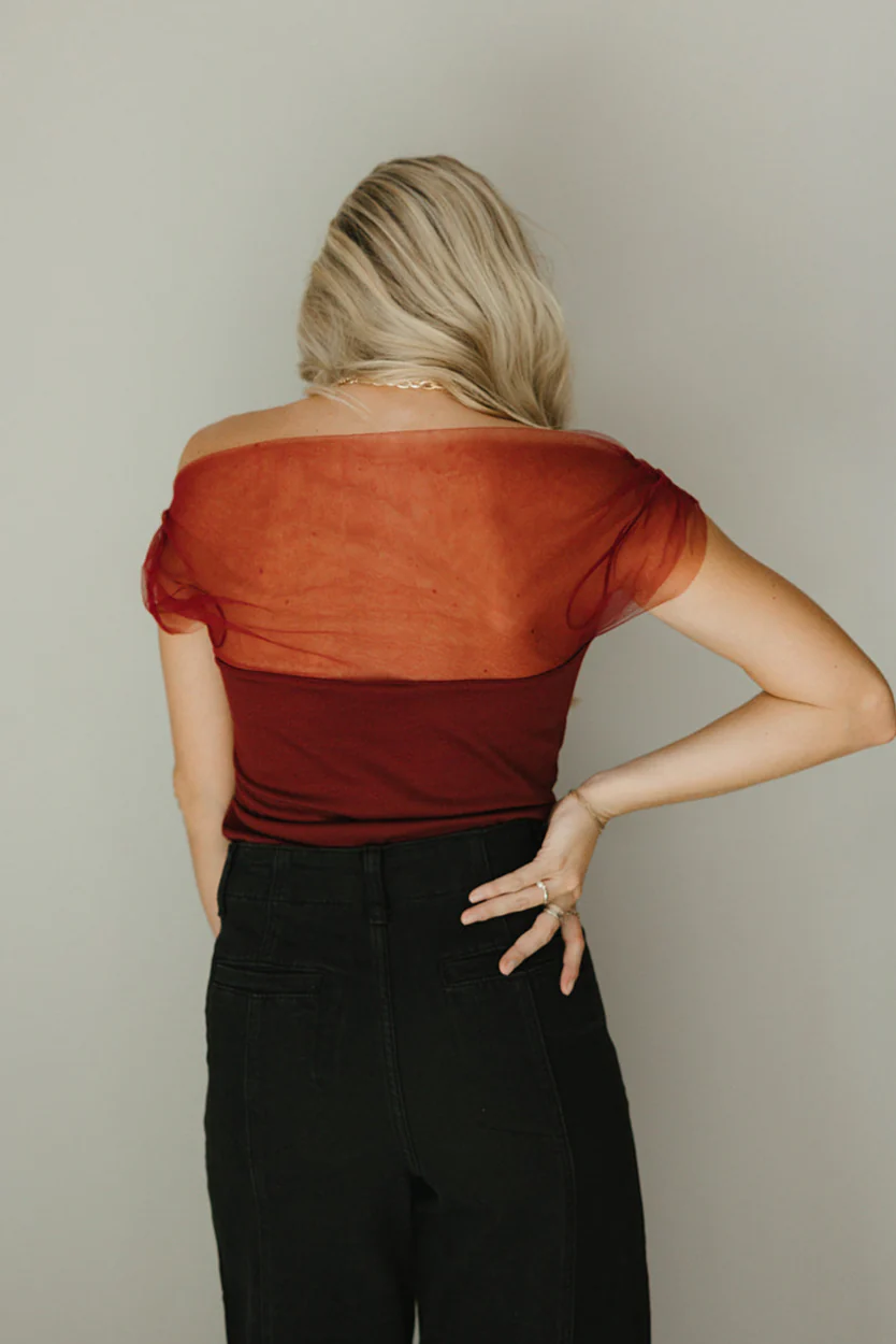 Naomi Burgundy Off-The-Shoulder Top - Image 4