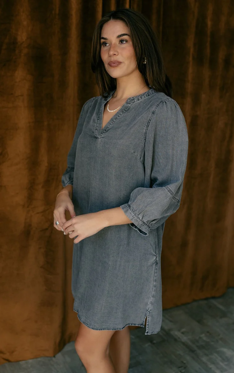Naomi Denim Black Half Sleeve Mini Dress - Image 5