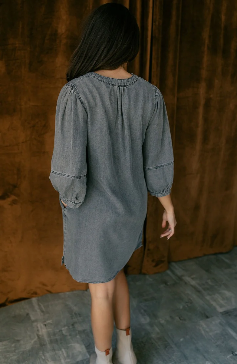 Naomi Denim Black Half Sleeve Mini Dress - Image 8