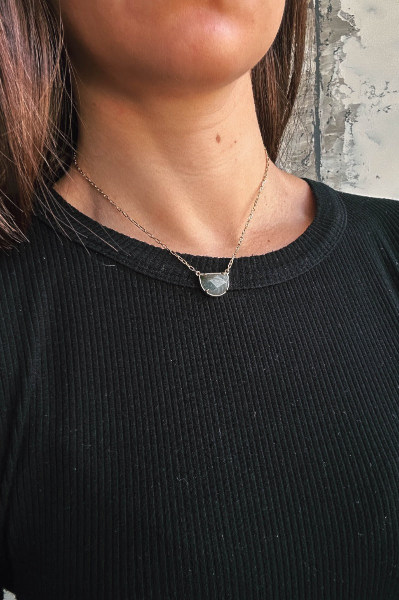 Naomi Grey Stone Gold Necklace
