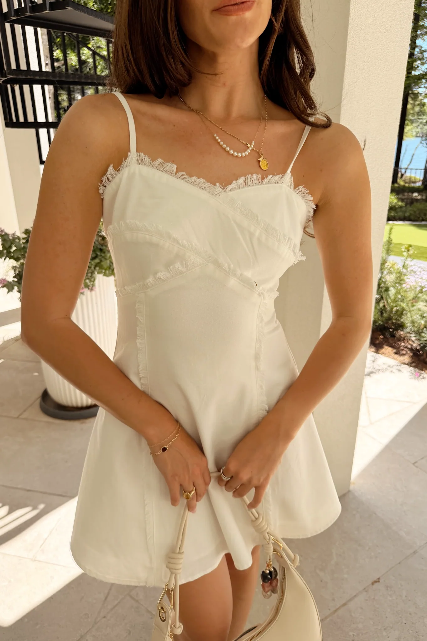 Naomi White Frayed Flare Mini Dress - Image 4