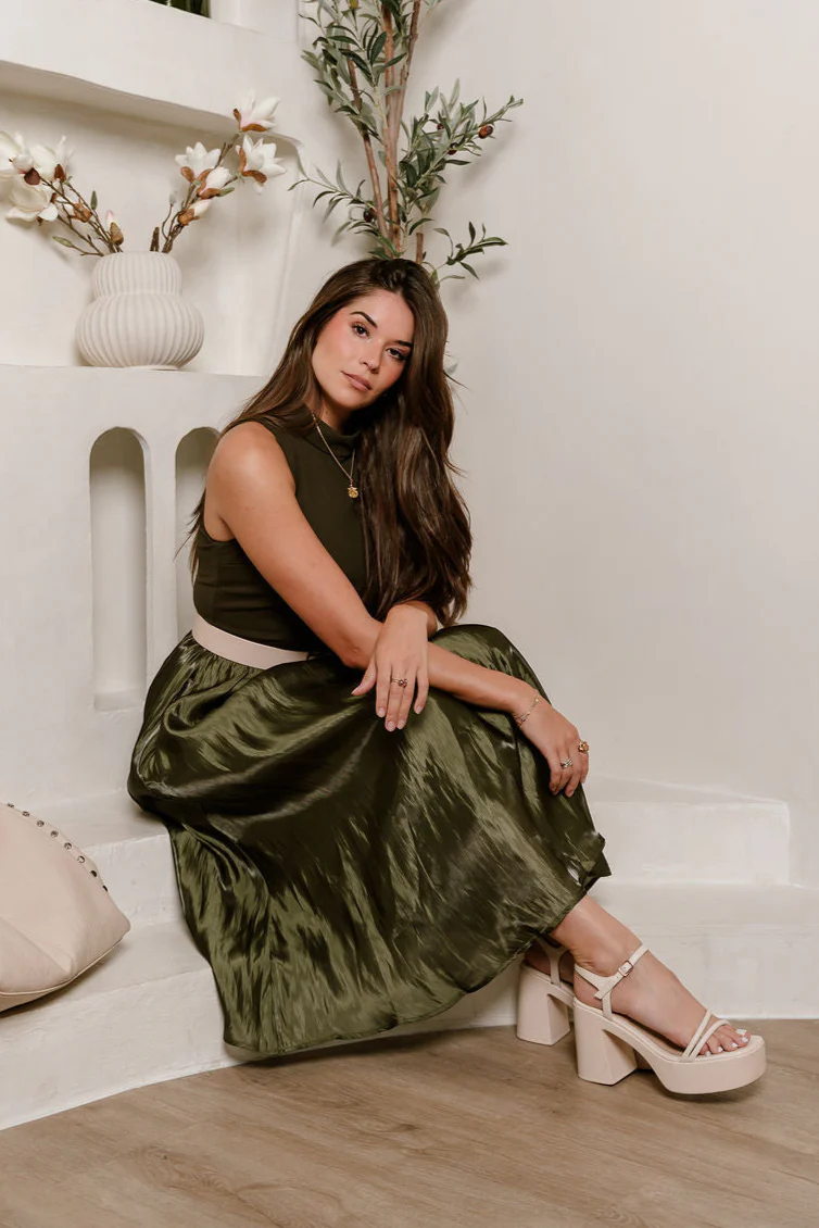 Natalia Olive Sleeveless Maxi Dress