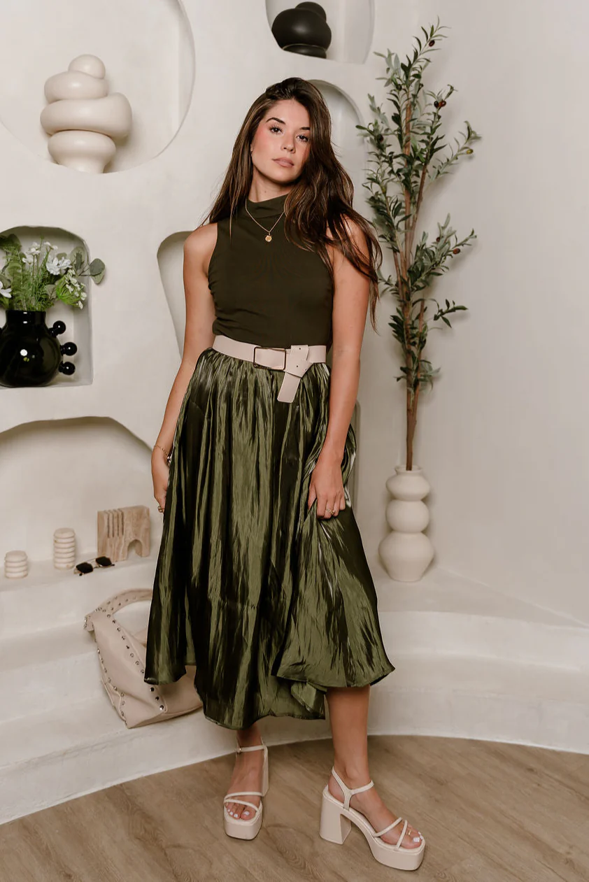 Natalia Olive Sleeveless Maxi Dress - Image 2