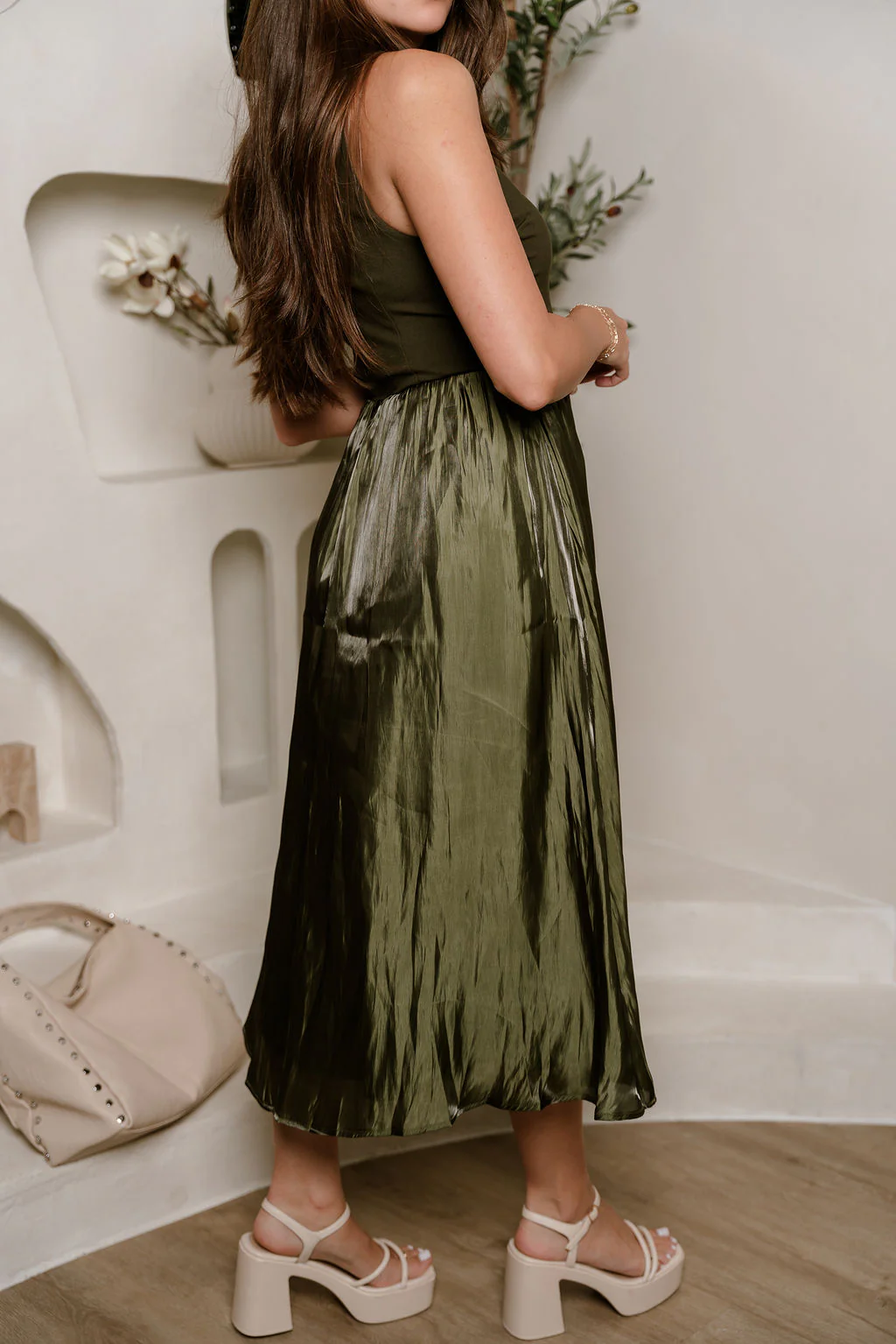 Natalia Olive Sleeveless Maxi Dress - Image 3