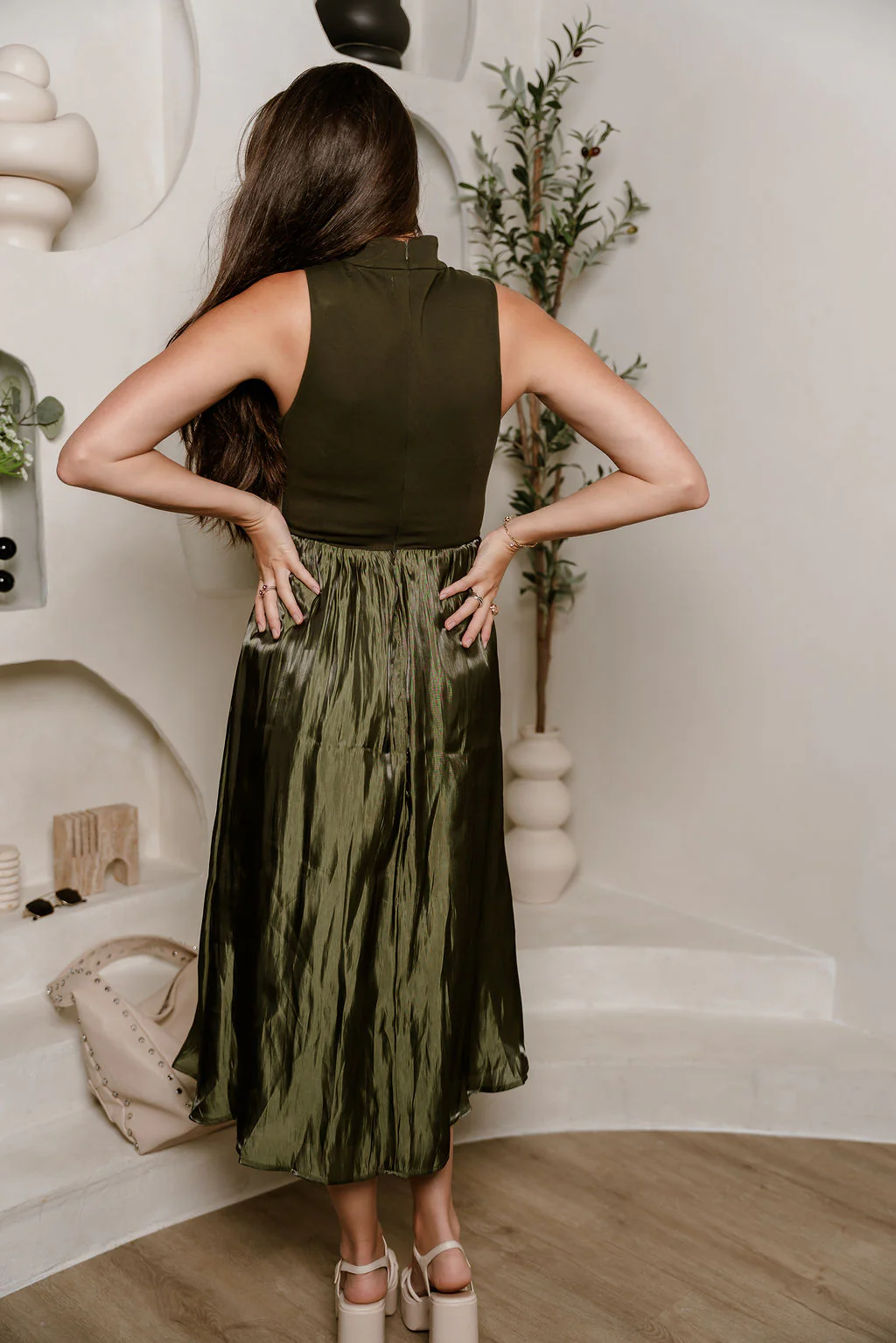 Natalia Olive Sleeveless Maxi Dress - Image 4