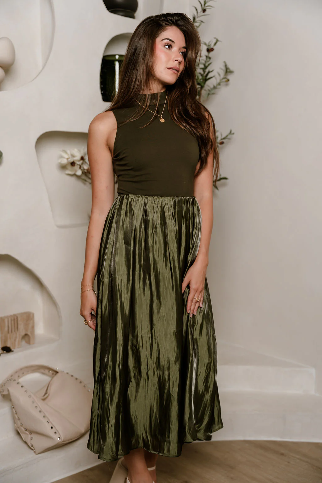 Natalia Olive Sleeveless Maxi Dress - Image 6