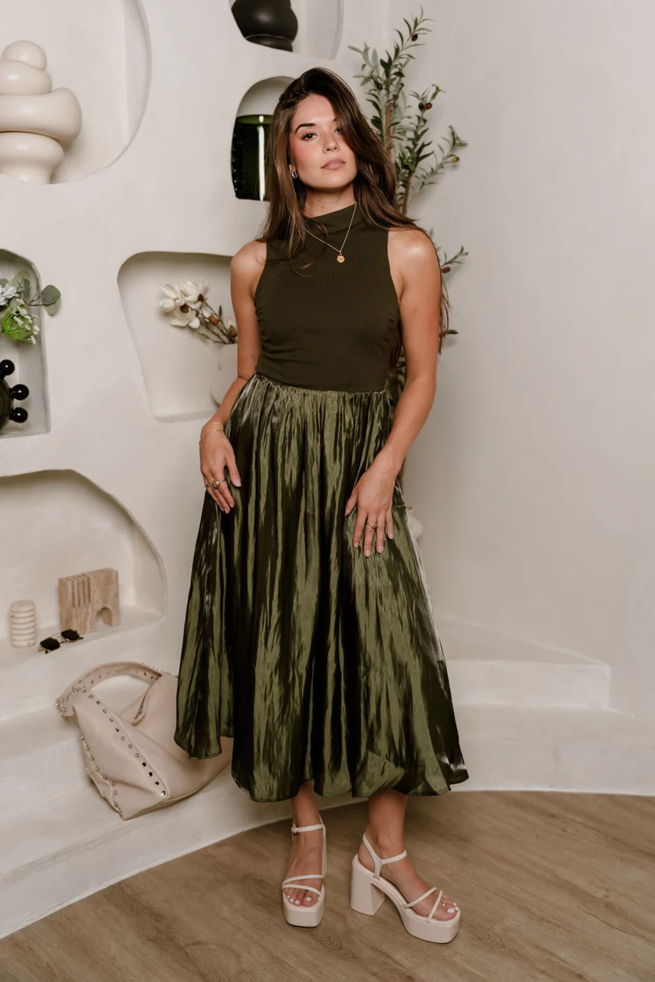 Natalia Olive Sleeveless Maxi Dress - Image 9