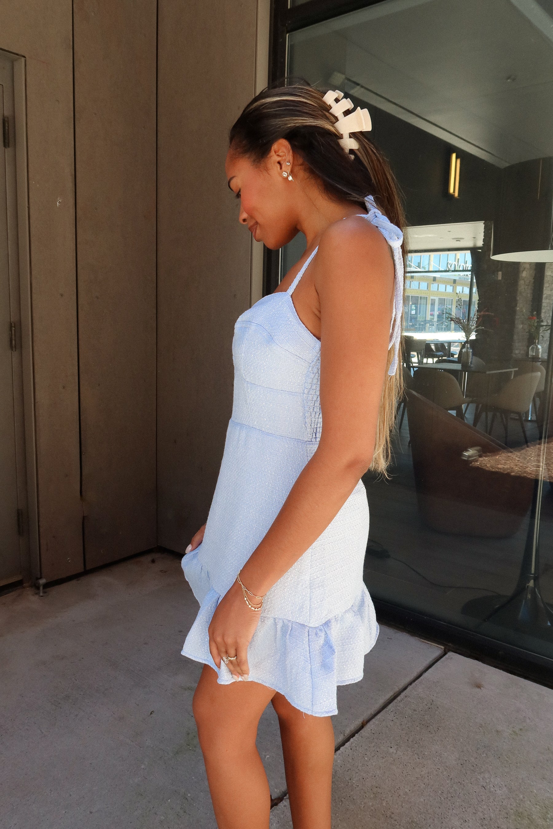 Natalie Blue Tie Strap Mini Dress - Image 6