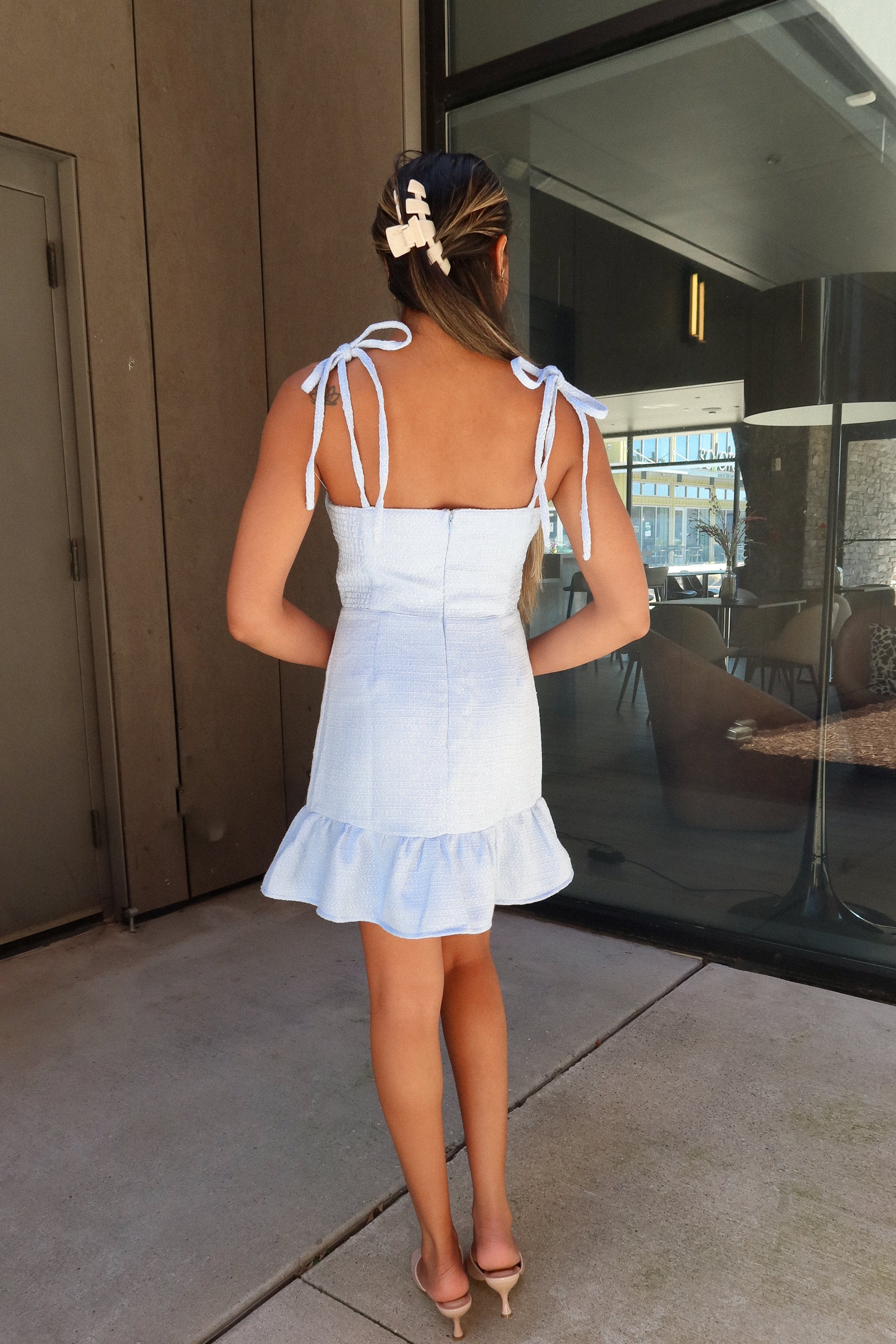 Natalie Blue Tie Strap Mini Dress - Image 7