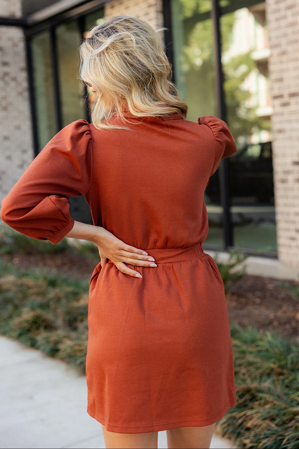 Natalie Rust Gold Zip-Up Mini Dress - Image 4