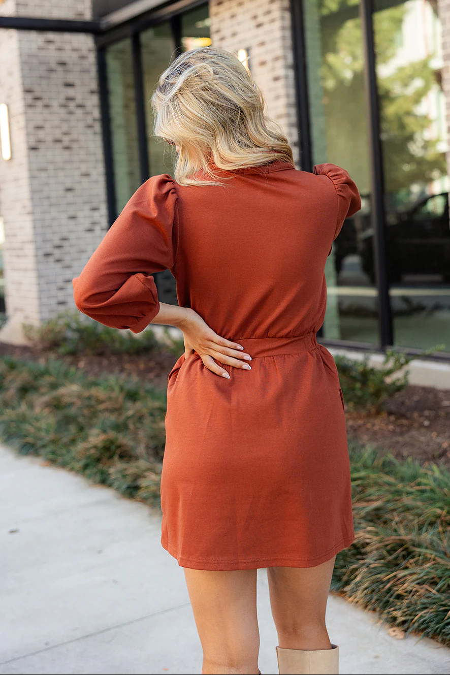 Natalie Rust Gold Zip-Up Mini Dress - Image 9