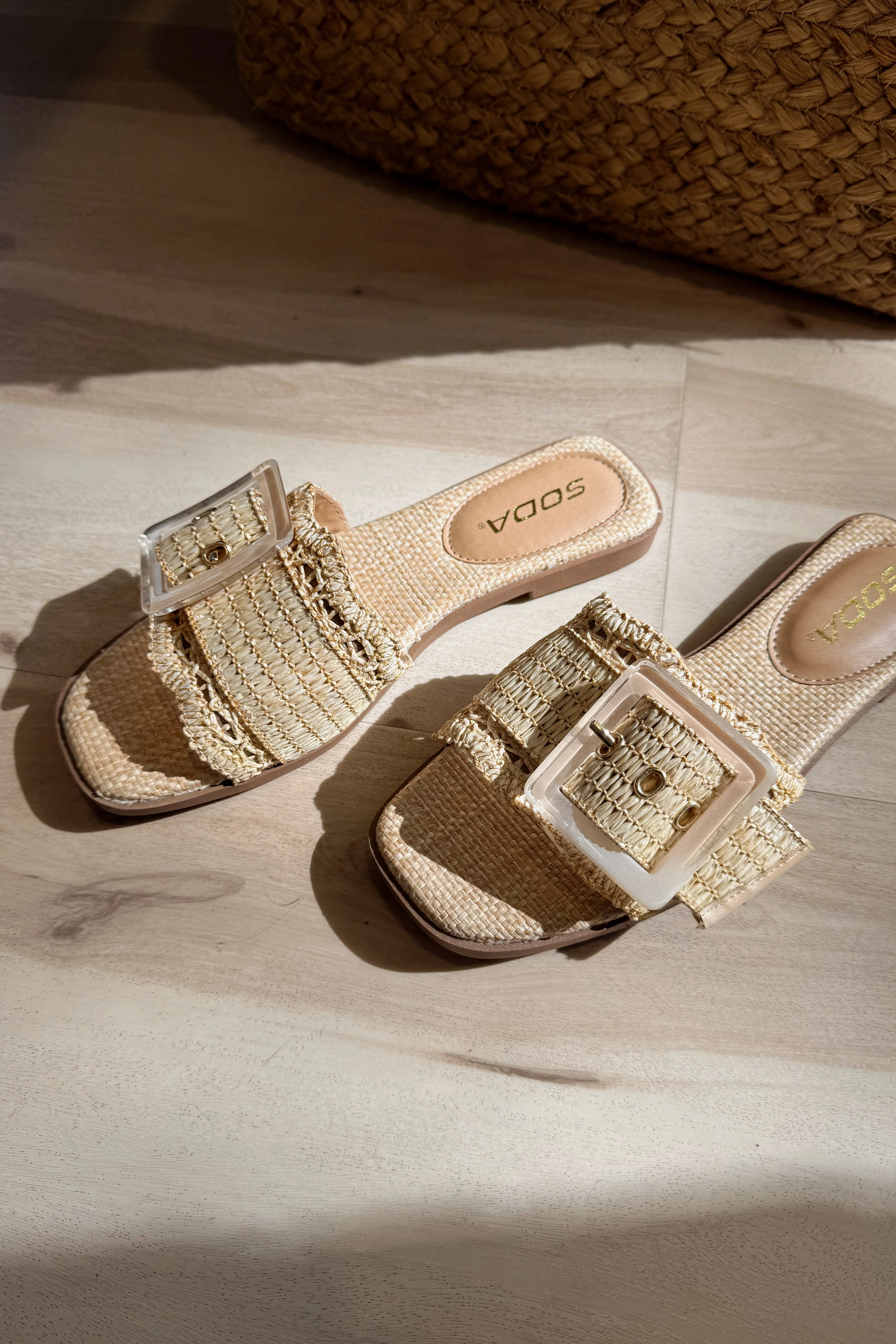 Nayan Raffia Scallop Buckle Flat Sandal - Image 4