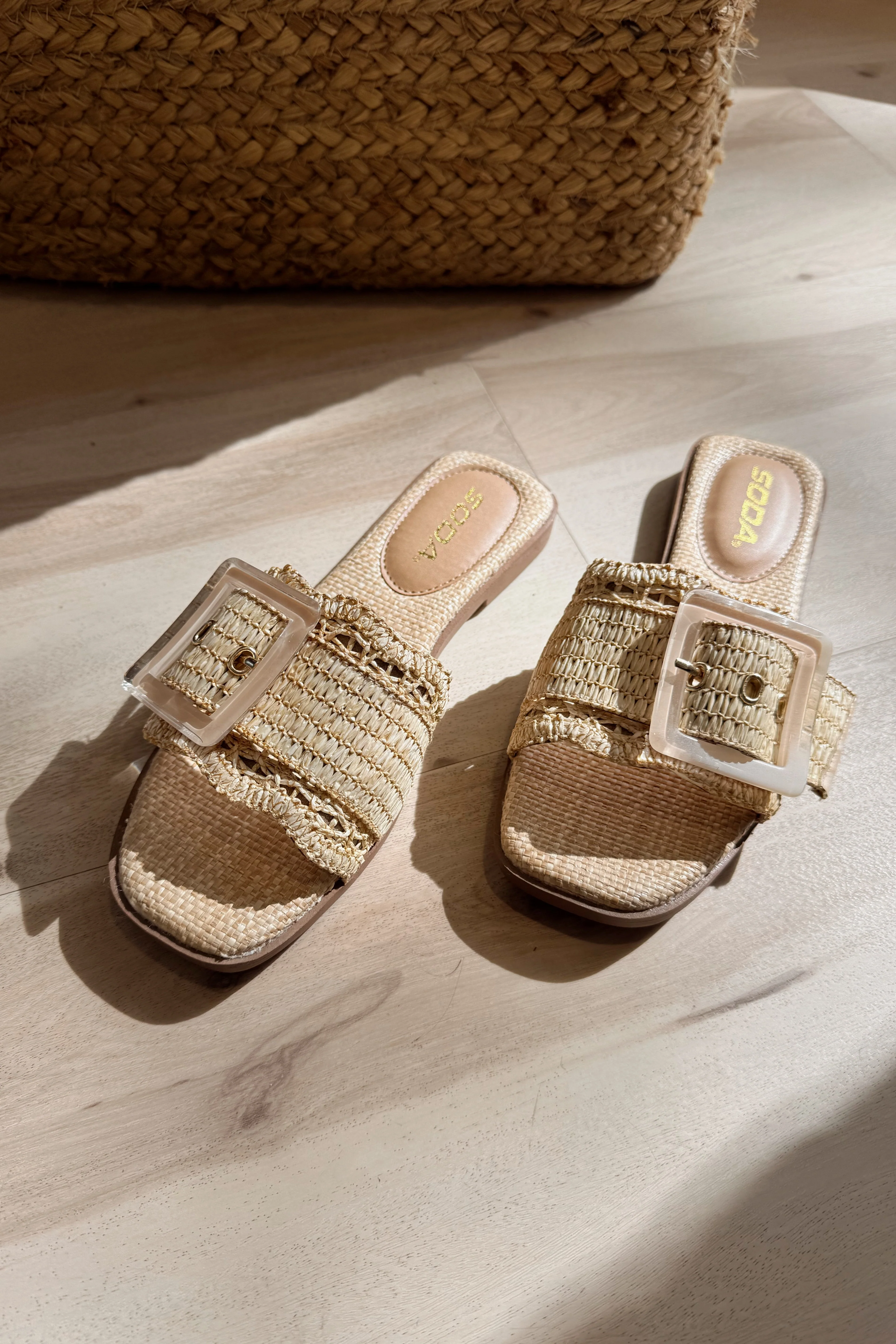 Nayan Raffia Scallop Buckle Flat Sandal - Image 5