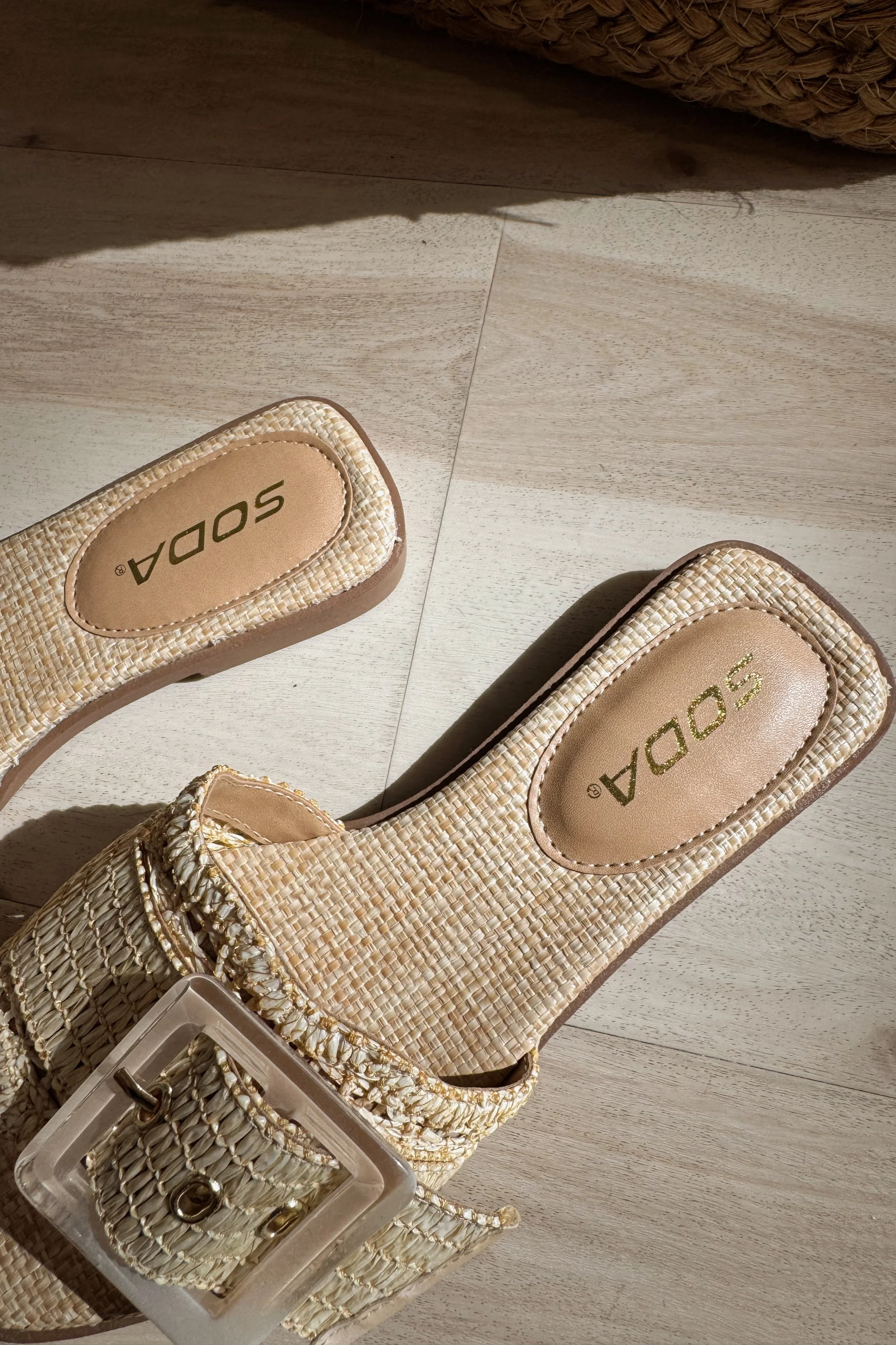 Nayan Raffia Scallop Buckle Flat Sandal - Image 6