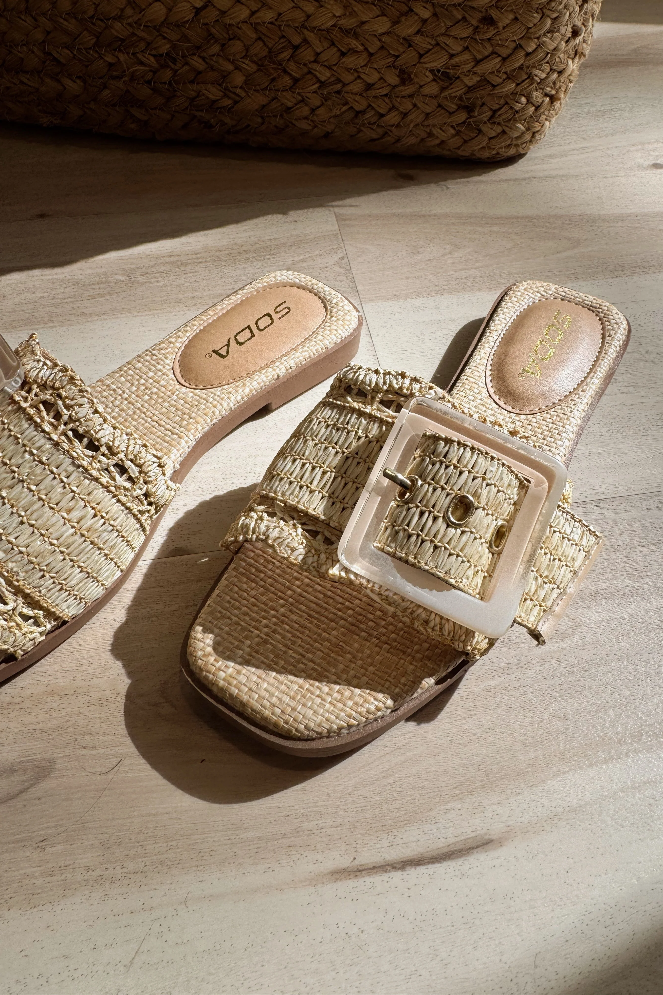 Nayan Raffia Scallop Buckle Flat Sandal - Image 7