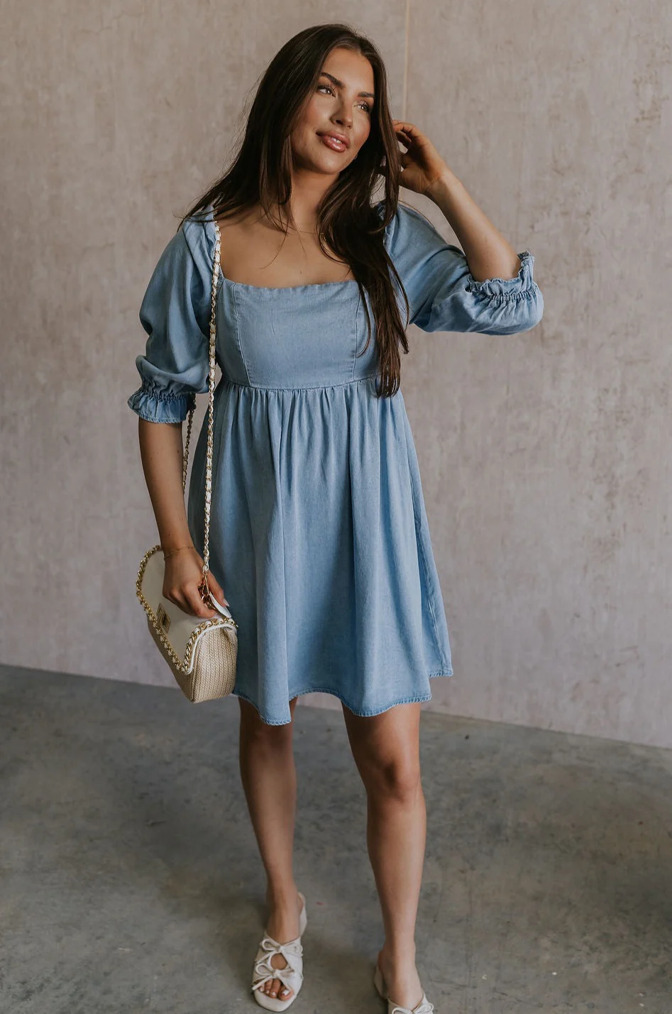 Hallie Light Chambray Mini Dress - Image 2