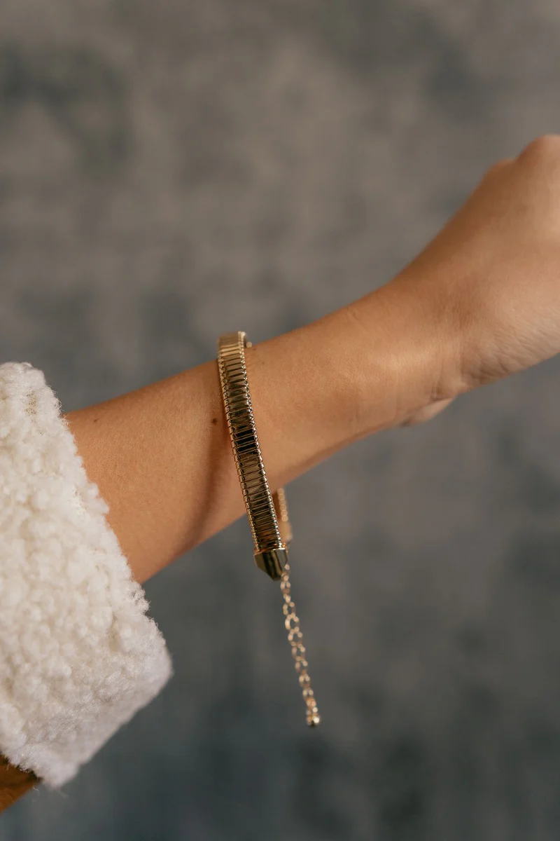 Nessa Gold Textured Adjustable Bracelet - Image 3