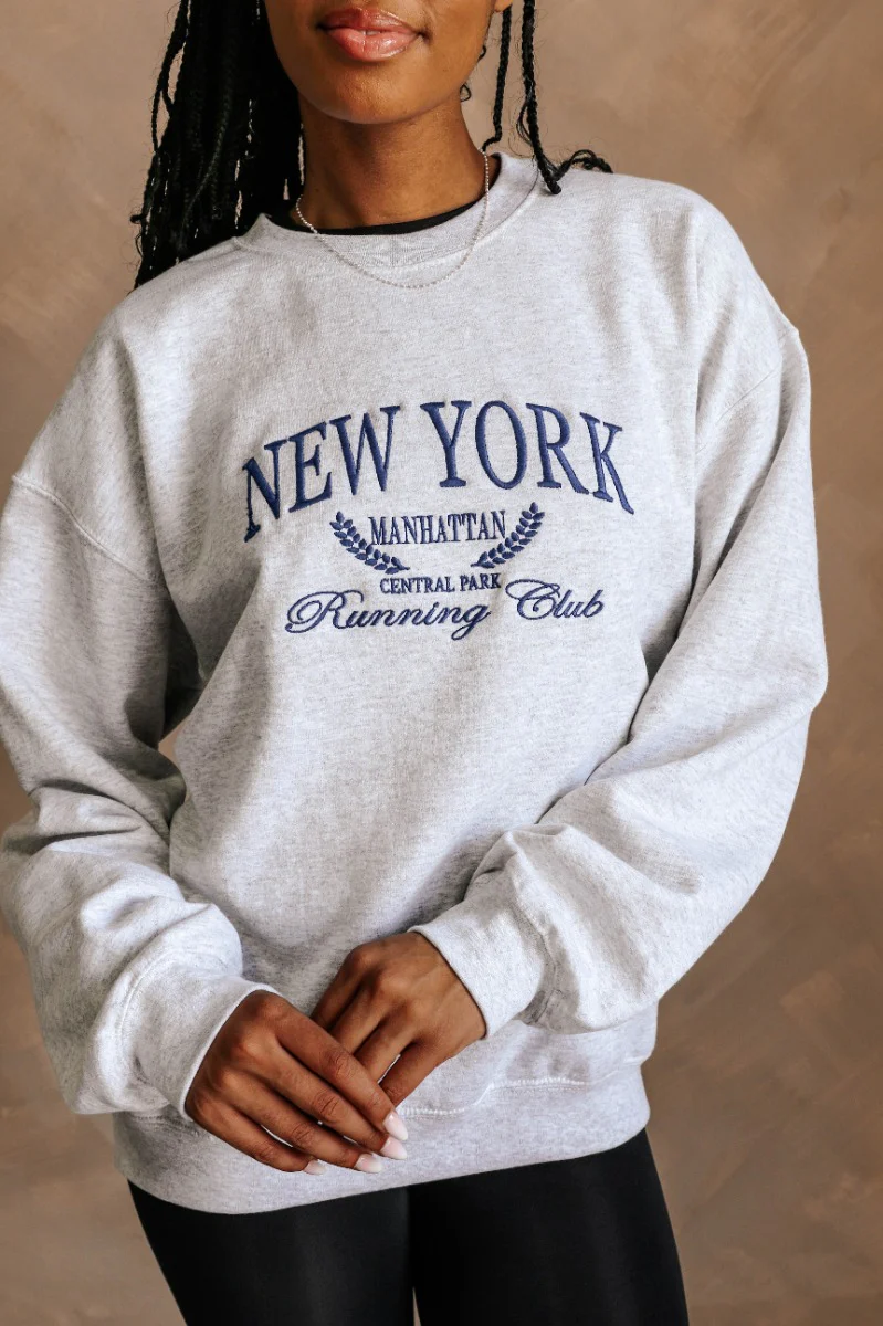 New York Running Club Grey Embroidered Sweatshirt
