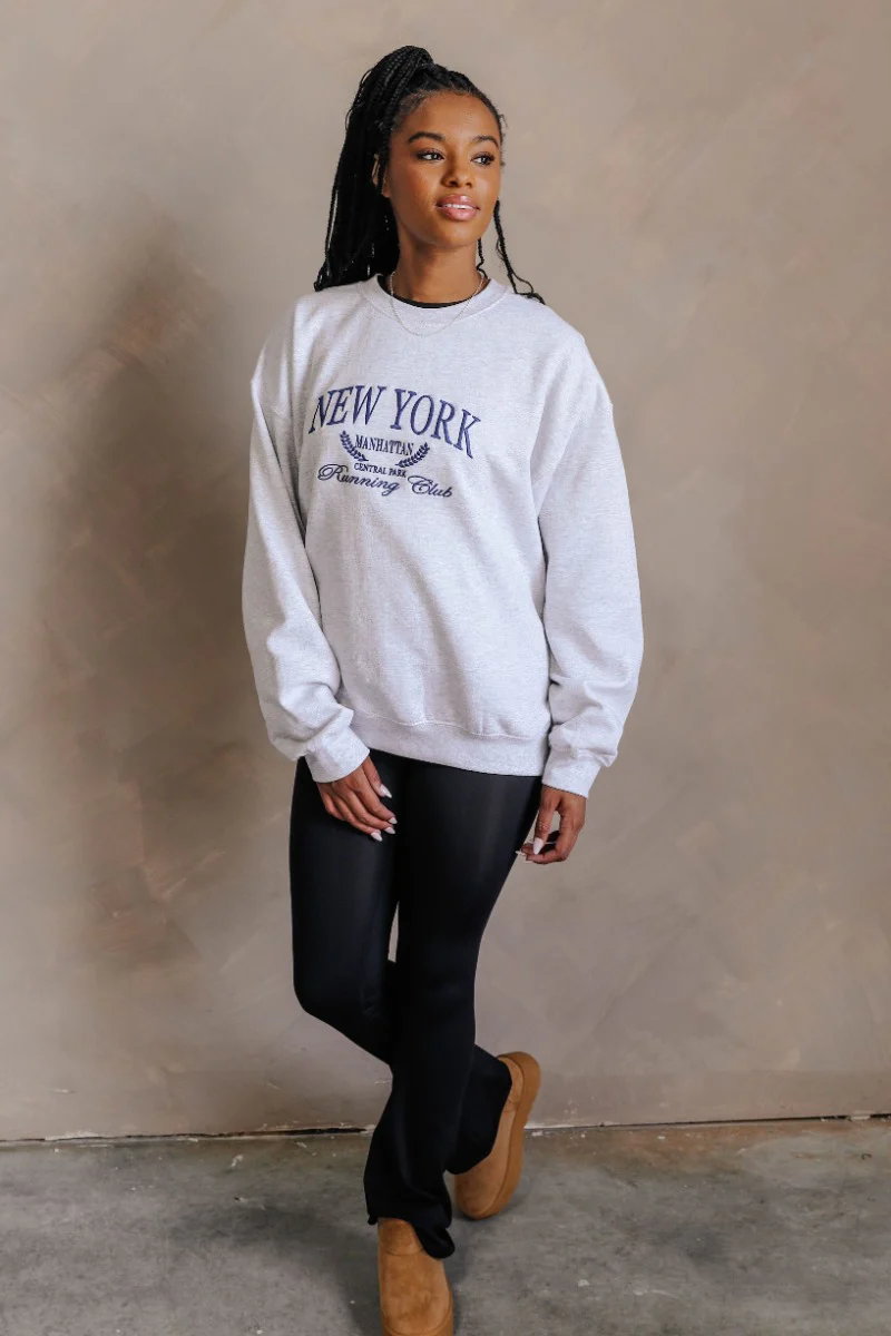 New York Running Club Grey Embroidered Sweatshirt - Image 2