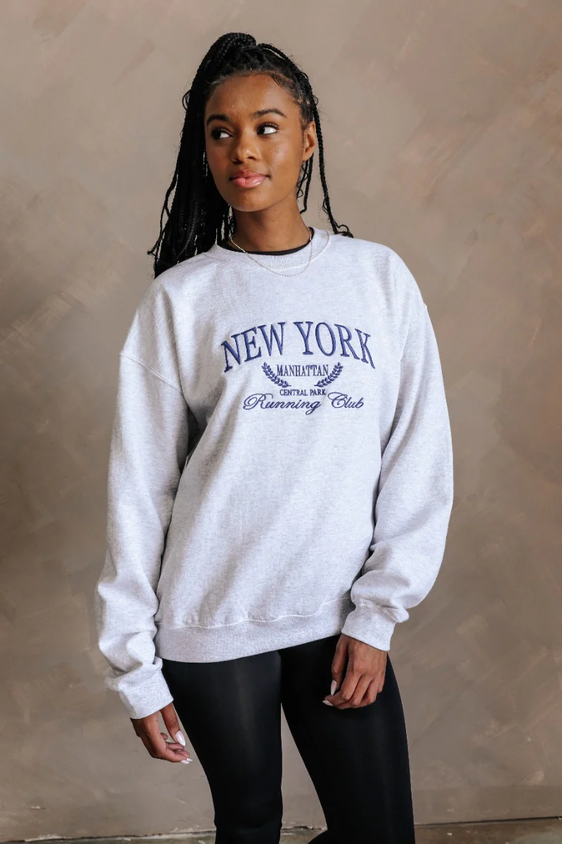 New York Running Club Grey Embroidered Sweatshirt - Image 3