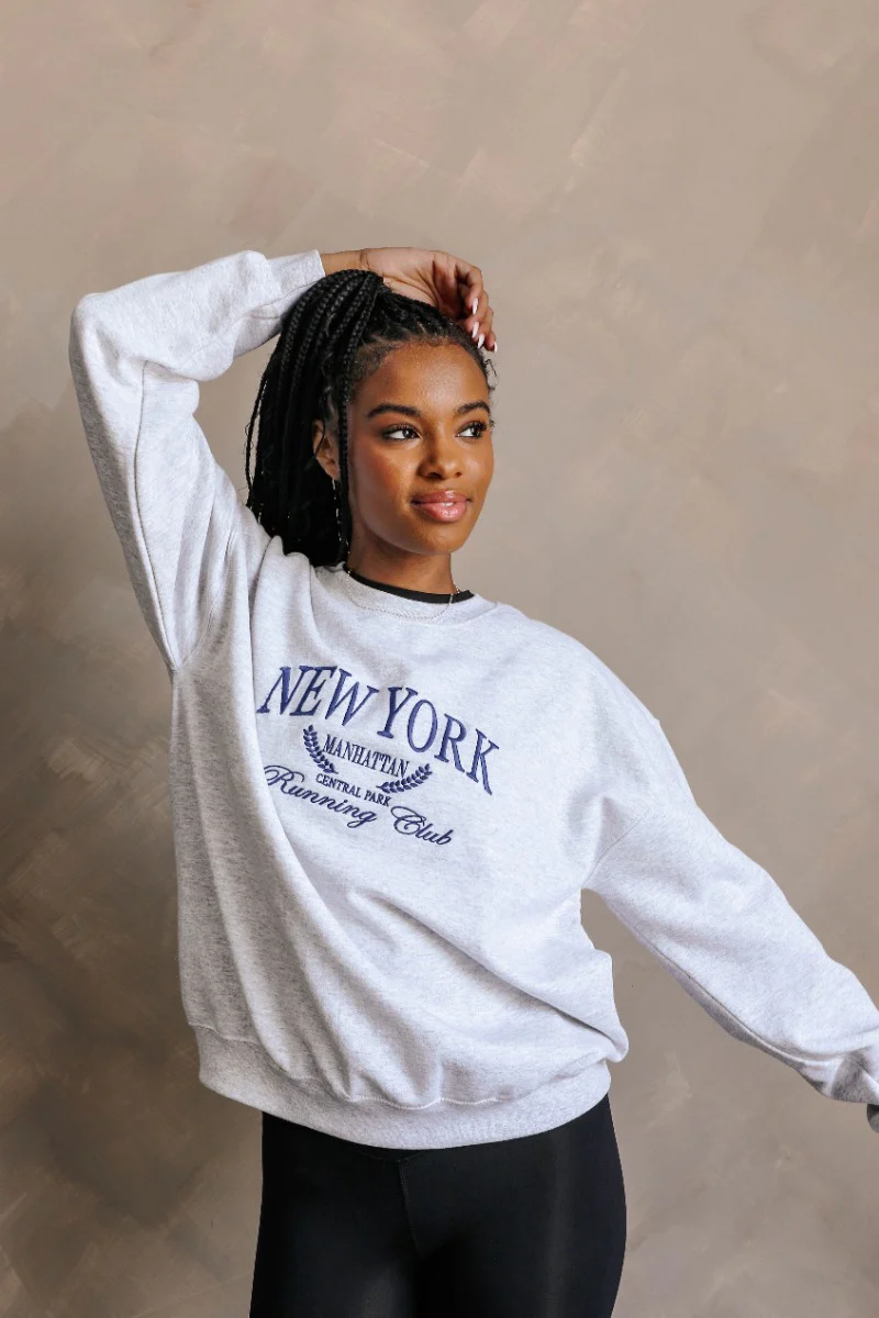 New York Running Club Grey Embroidered Sweatshirt - Image 4