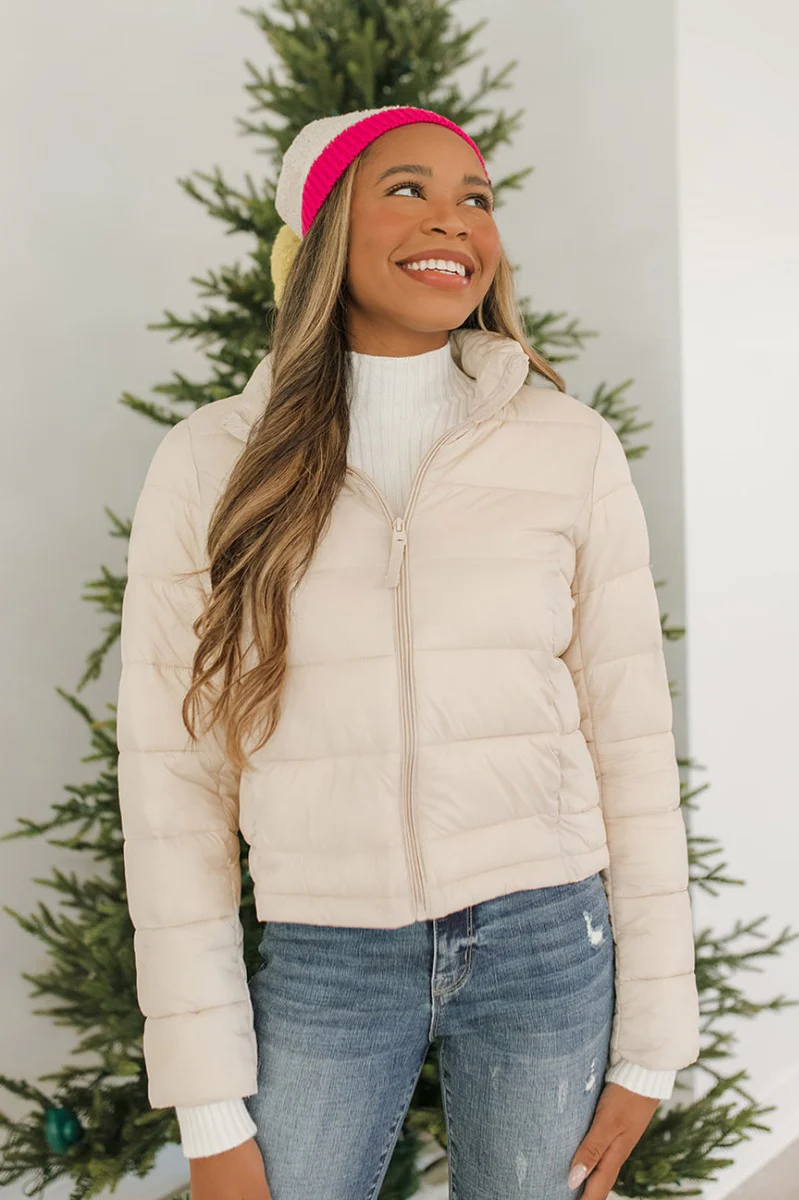 Next Adventure Puffer Jacket in CreamCream Puffer Jacket - Image 3