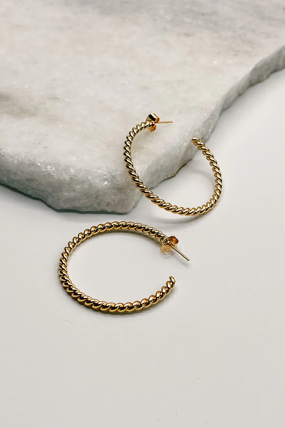 Nia Gold Dipped Ribbed Earring - Image 2