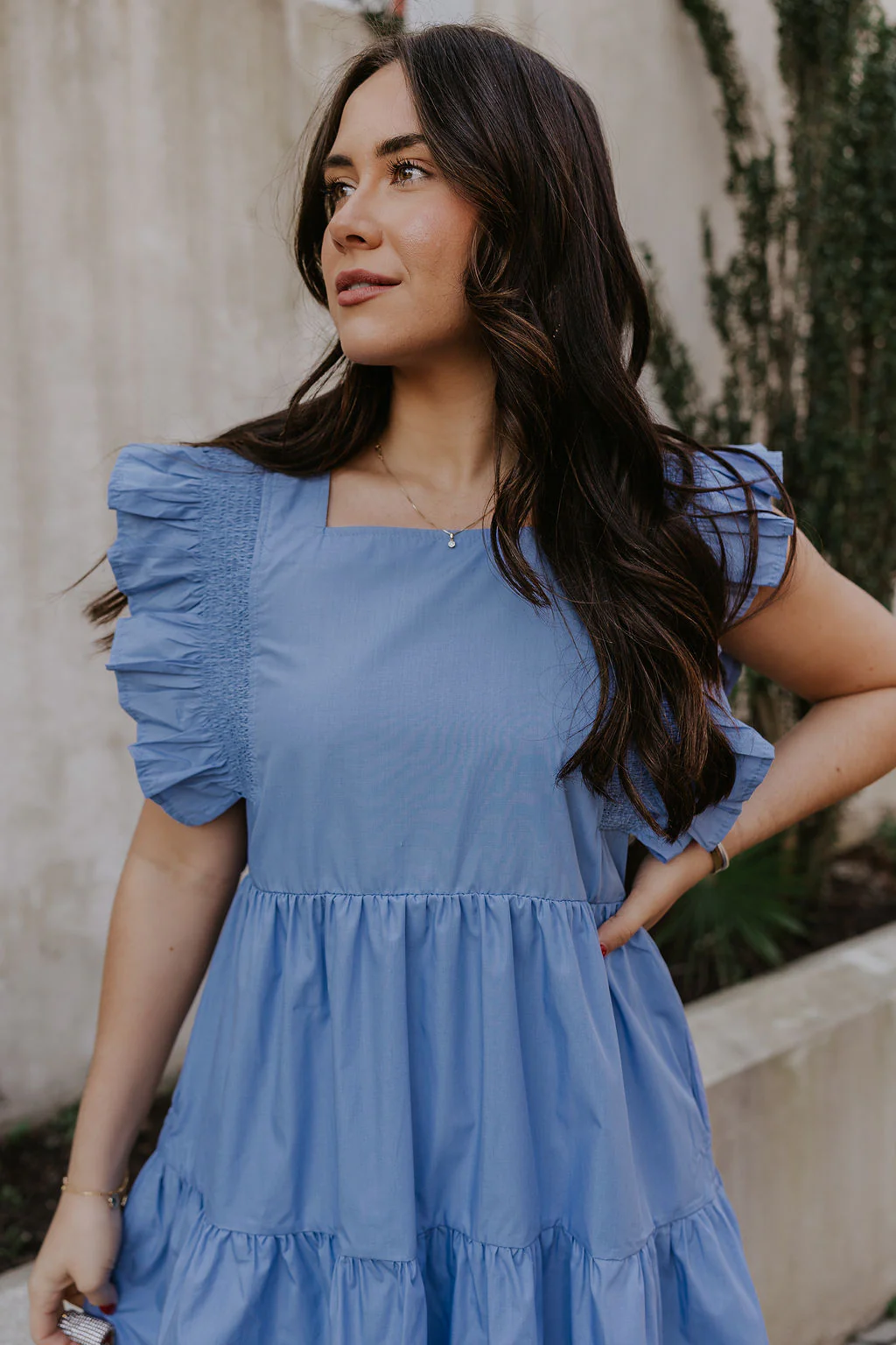 Nicole Blue Ruffle Short Sleeve Mini Dress - Image 2