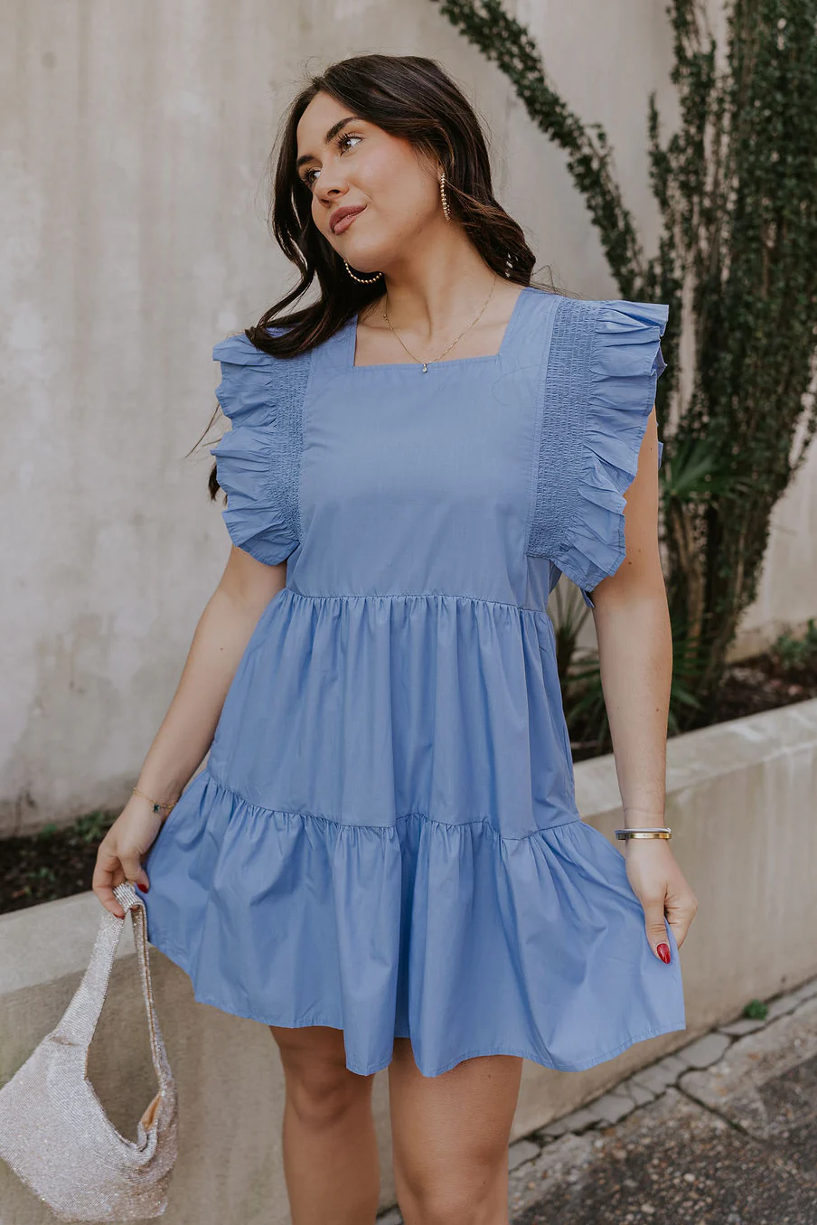Nicole Blue Ruffle Short Sleeve Mini Dress - Image 5