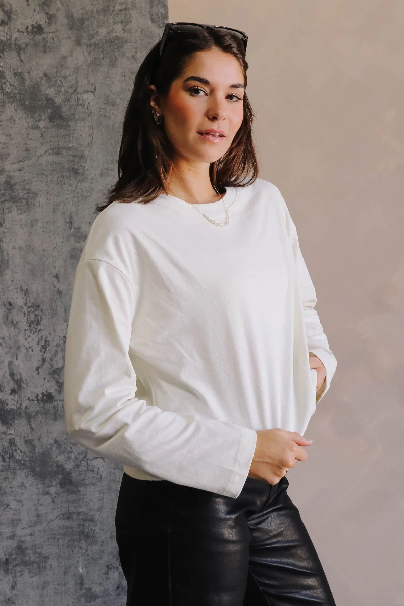 Nicole Cream Cropped Long Sleeve Sweatshirt - Image 6