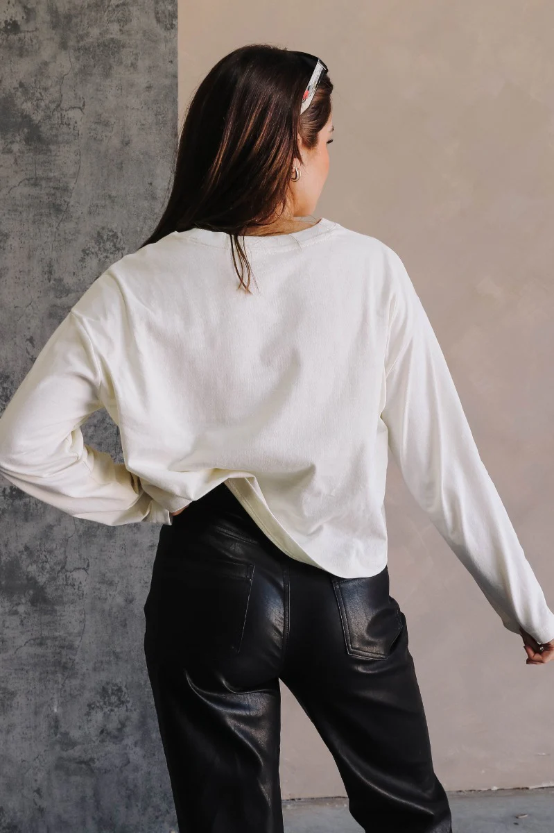 Nicole Cream Cropped Long Sleeve Sweatshirt - Image 7