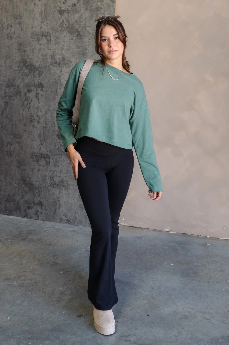 Nicole Green Cropped Long Sleeve Sweatshirt - Image 2
